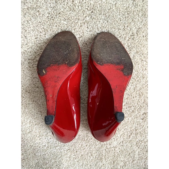 Miu Miu Red Patent Peep-toe Wedges - Picture 7 of 7